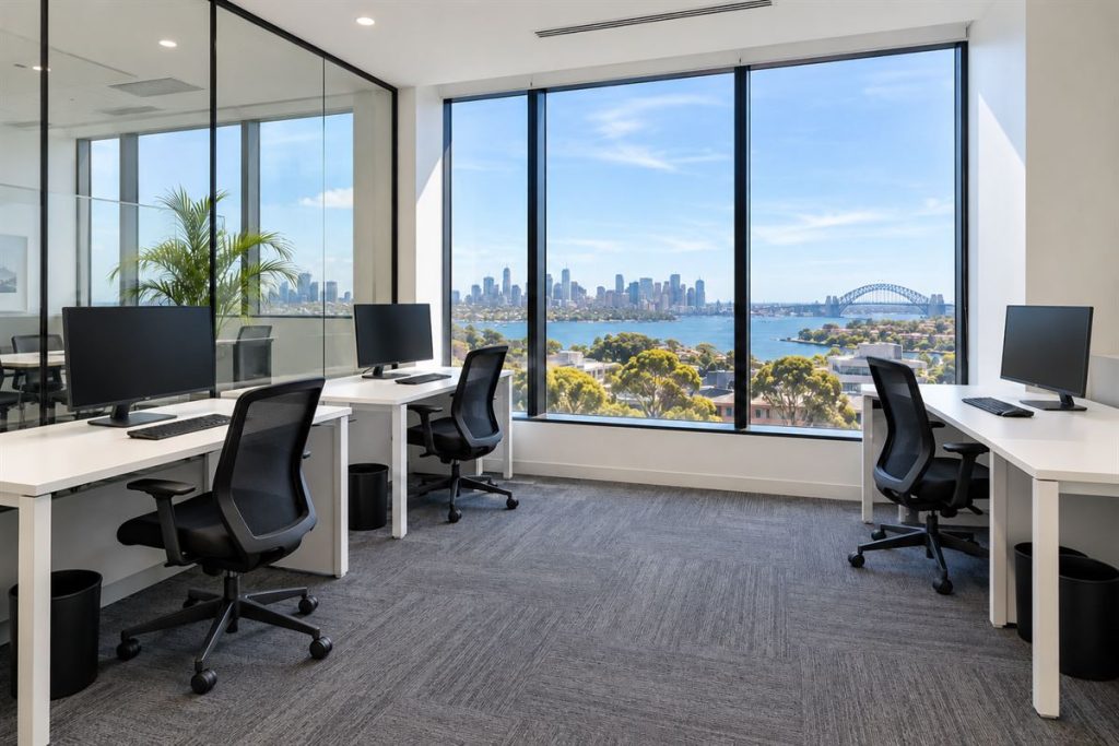 Clean, organised office with clear desks after cleaning